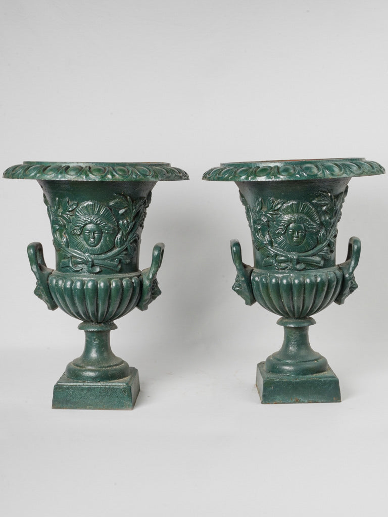 Pair of Late 19th-Century Large Medici Planters w/ Lion-Head Handles - 24½"