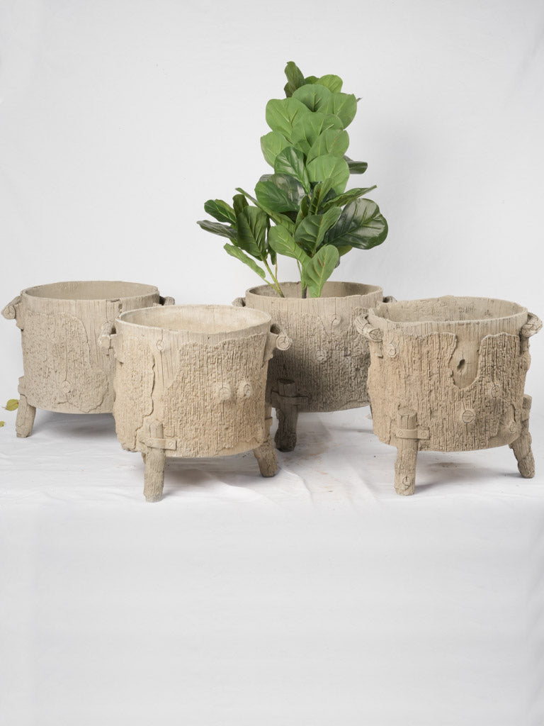 Antique French faux bois planters