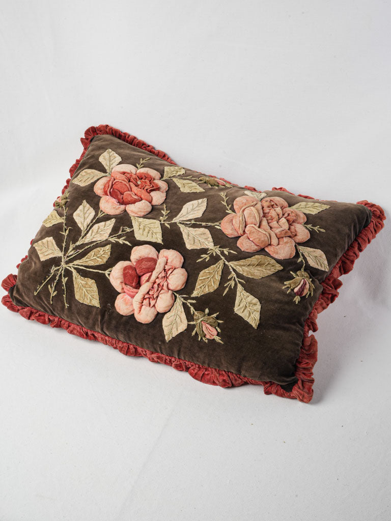 Antique French velvet cushion