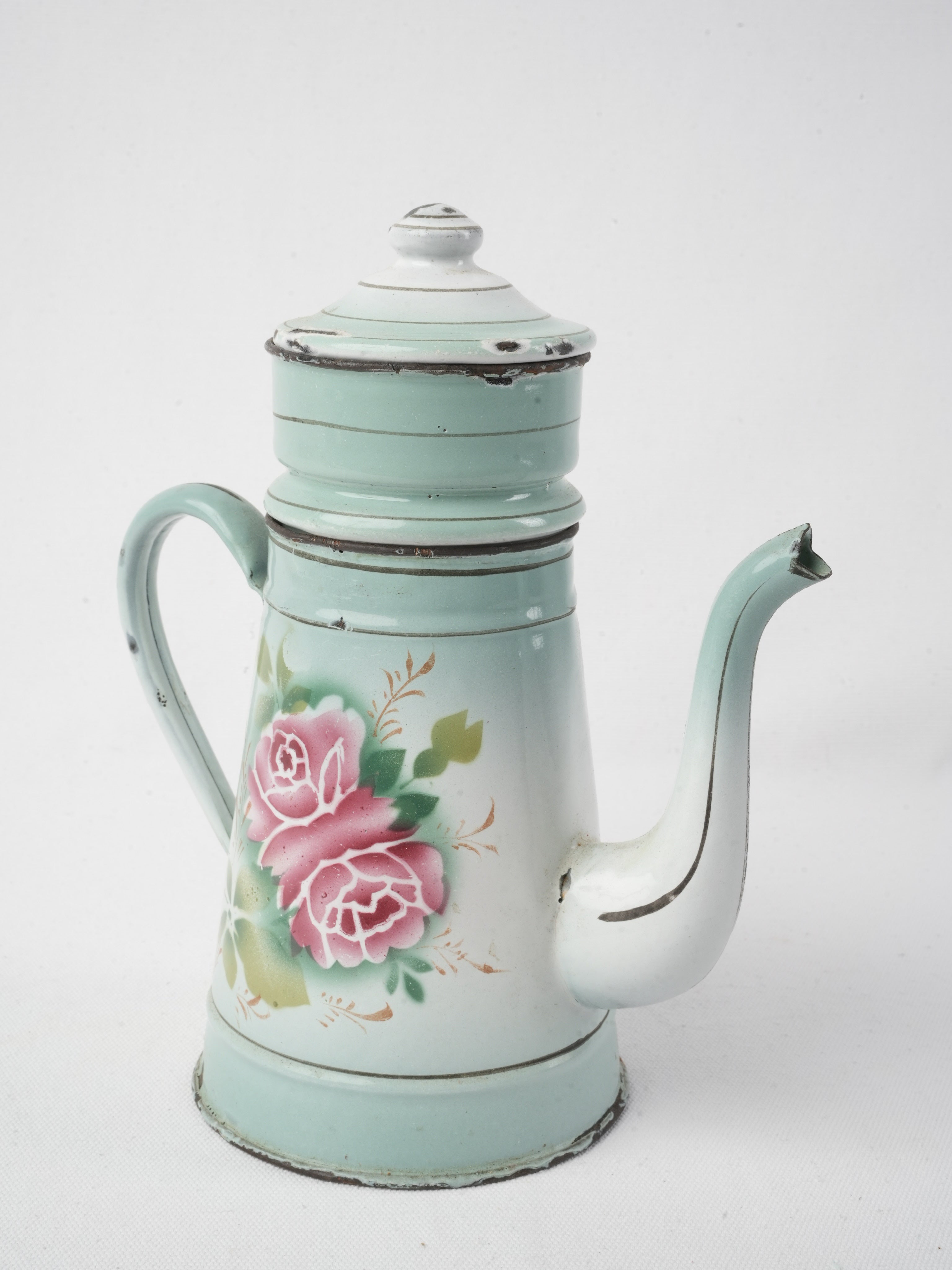 Vintage French enamel coffee pot  