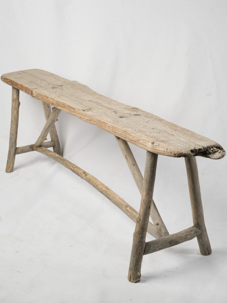 Rustic handcrafted driftwood bench  