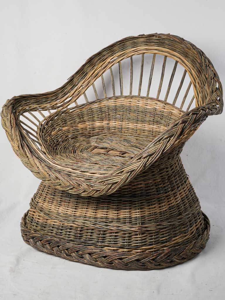 Vintage earthy wicker armchair
