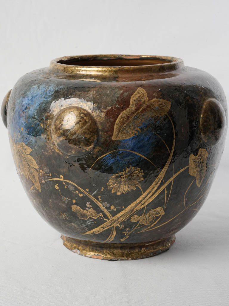 Antique Gilded Ceramic Cache Pot