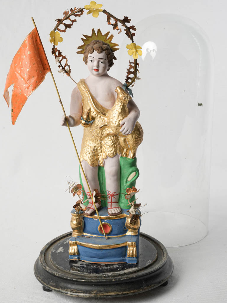 Vibrant polychrome terracotta religious figure  