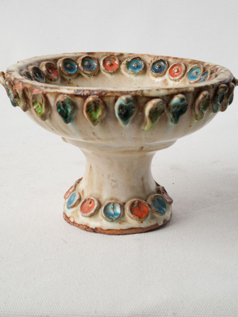 Vintage French ceramic pedestal bowl