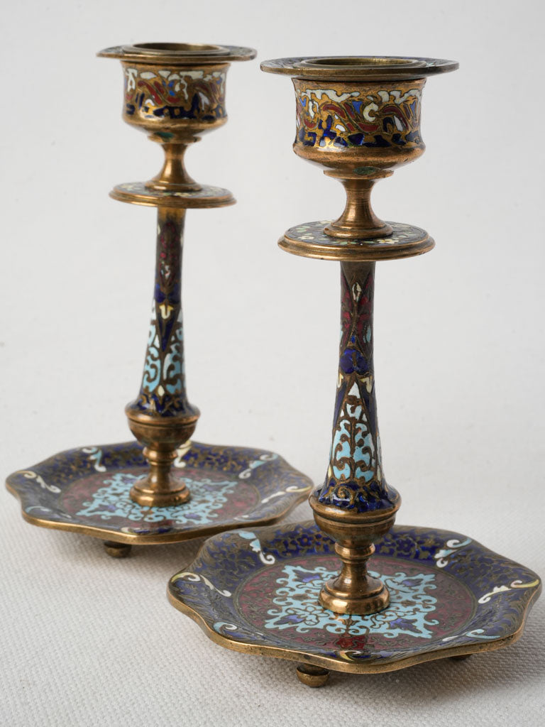 Antique ornate gilt bronze candlesticks  
