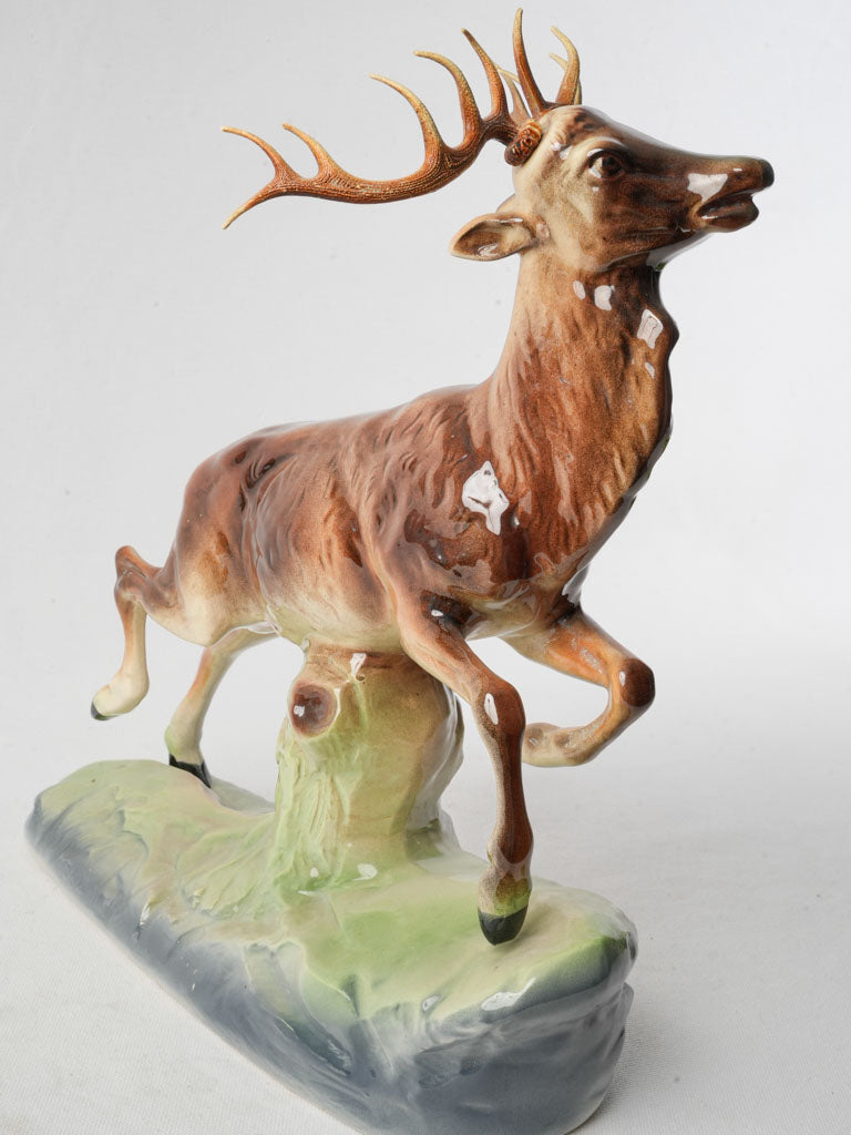 Mid-century ceramic faience stag