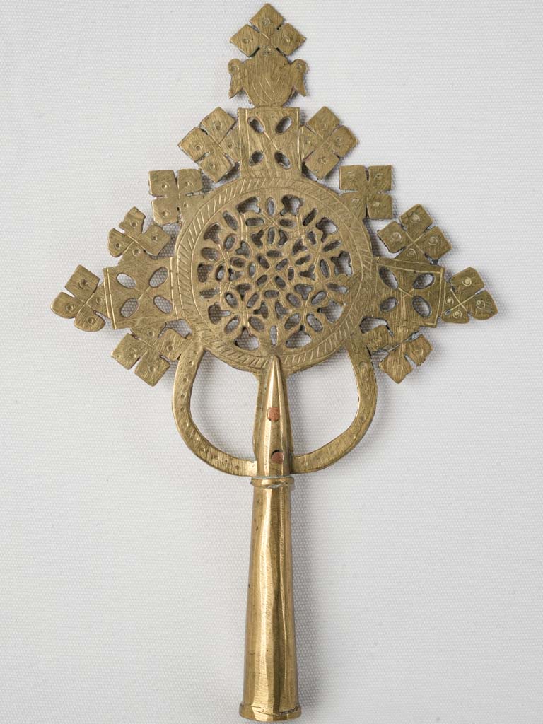 Antique intricate brass processional cross