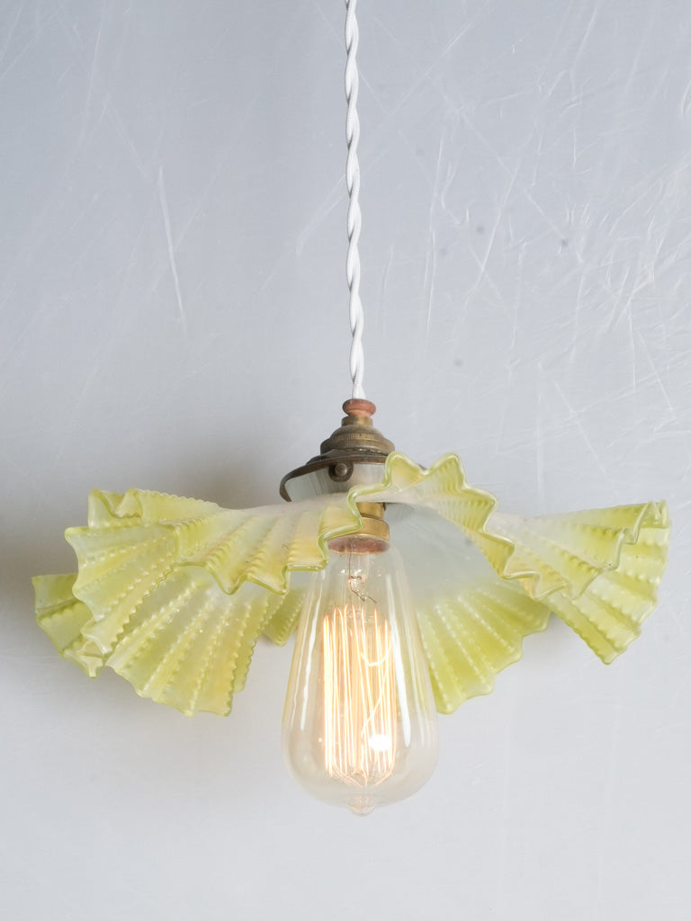 Vintage Citron French Glass Pendant Light