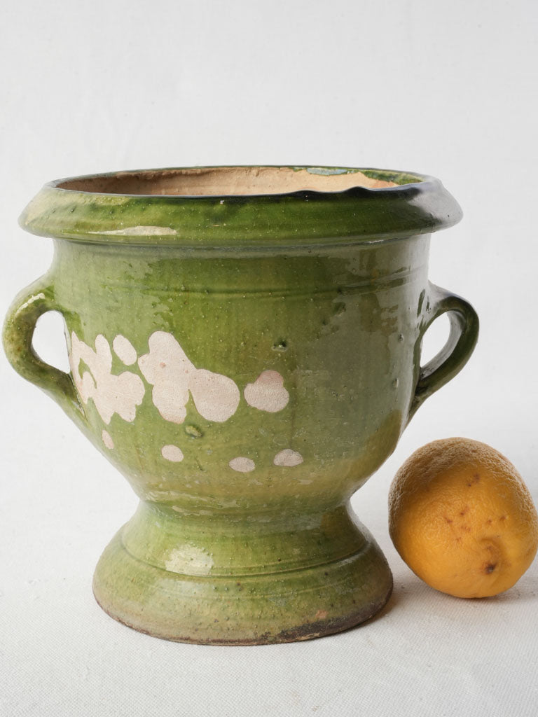Petite Early 20th-Century Green Glazed Terracotta Castelnaudary Planter - 8¼"
