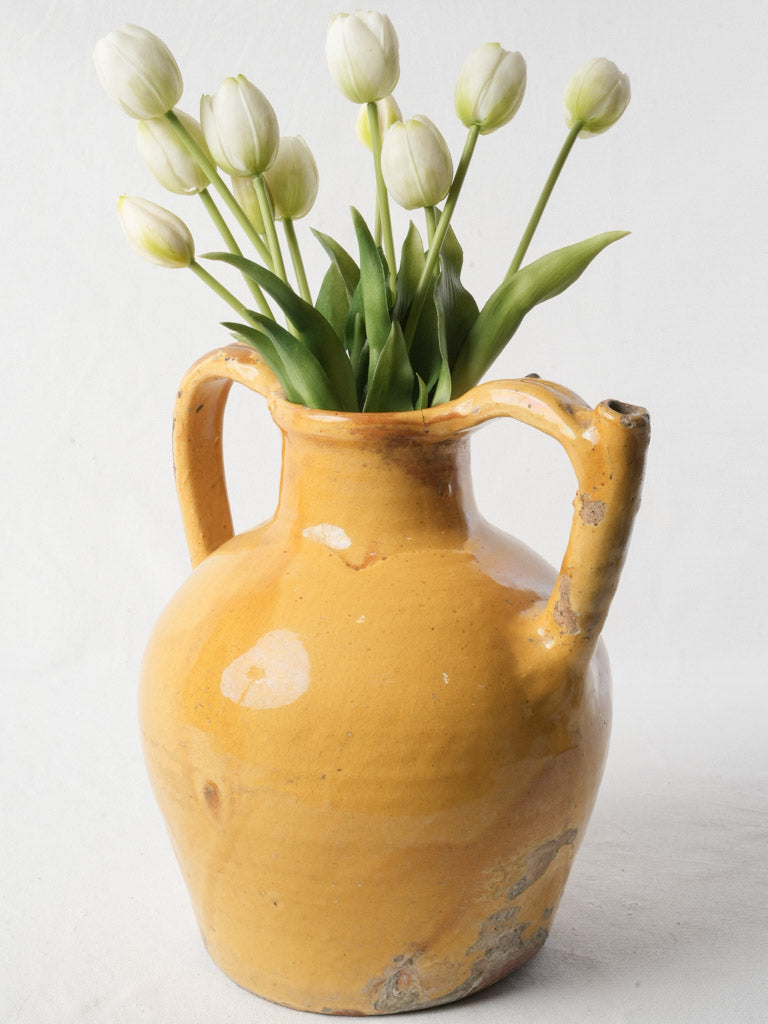Large Antique Orjol W/ Warm Ochre Glaze - 12¼"