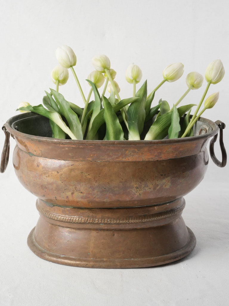 Late 19th-Century French Copper Jardinière W/ Zinc Liner  8¾" x 15"