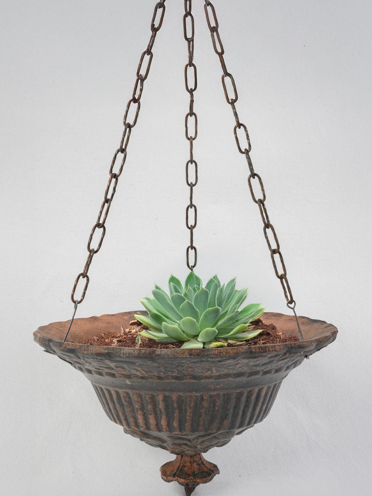Charming Late 19th Century French Terracotta Hanging Planter-  11¾" x  8¾"