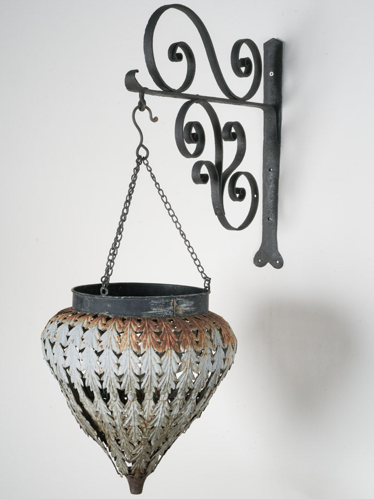 Vintage wrought iron basket light  