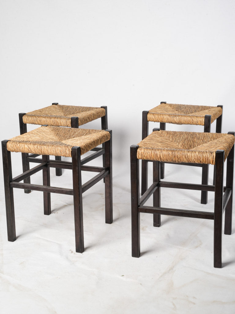 Vintage rustic French woven stools  