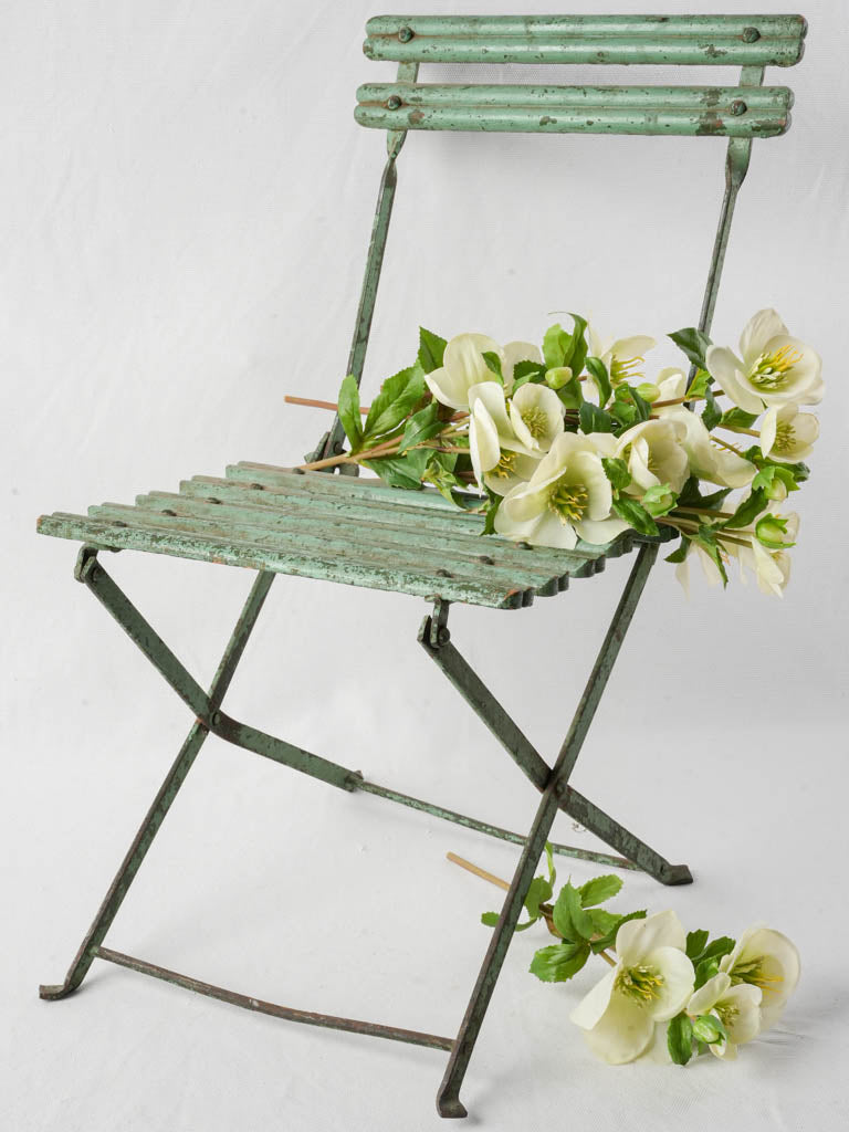Antique green patina garden chair  