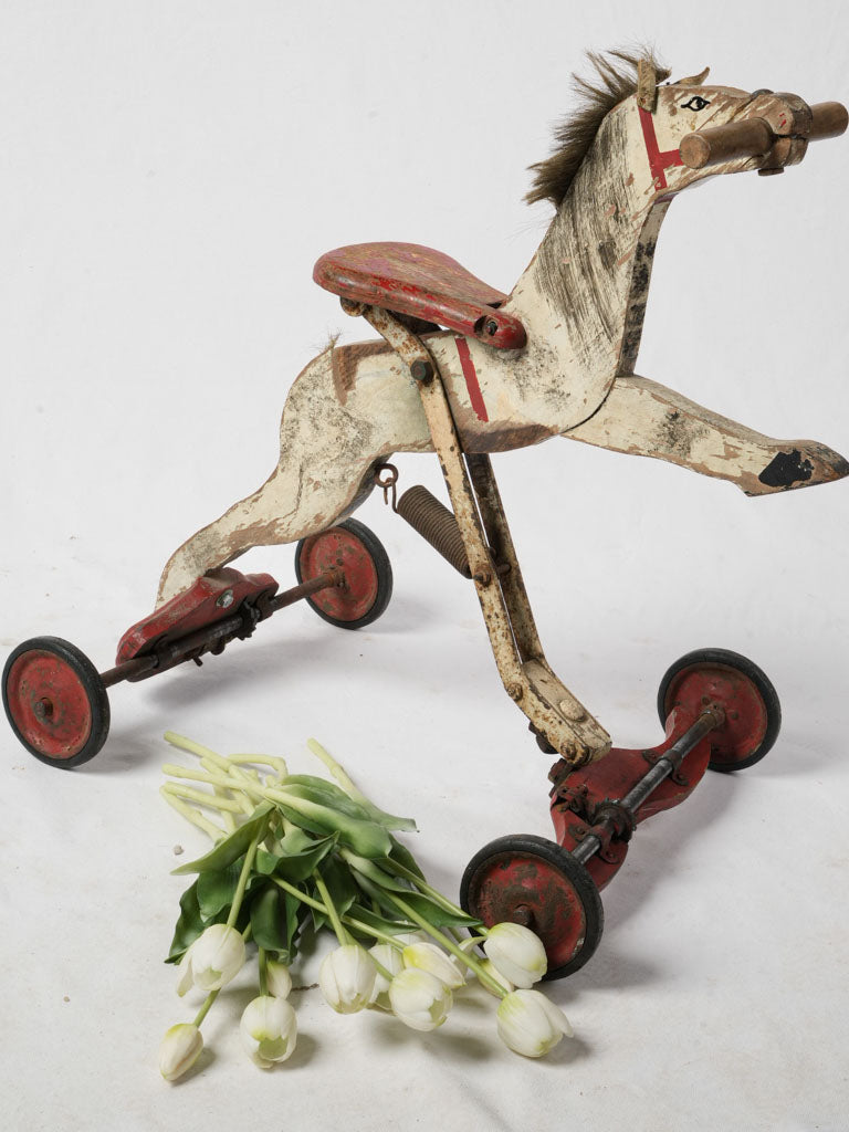 Vintage painted wooden toy horse