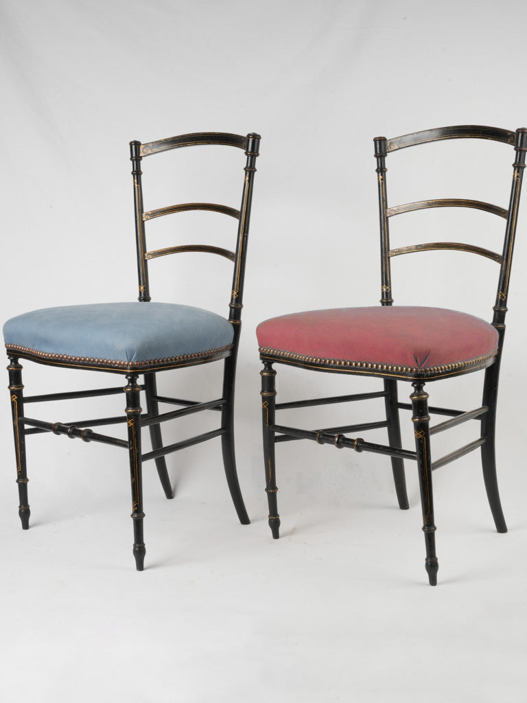 Pair of Napoleon III Ebonized Chairs with Gilded Accents - 32¾"