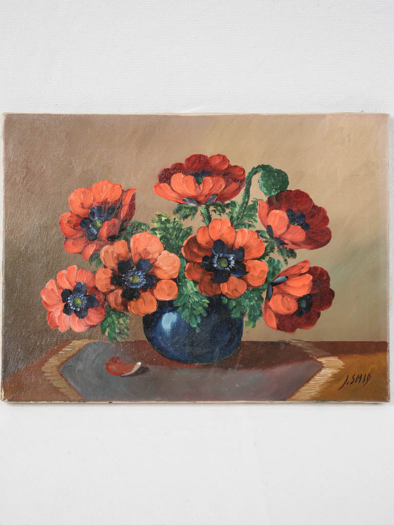 Charming vintage oil canvas painting