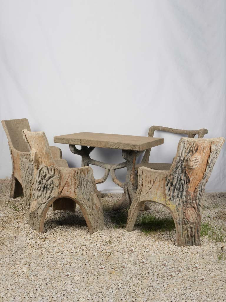 Antique French concrete garden chairs