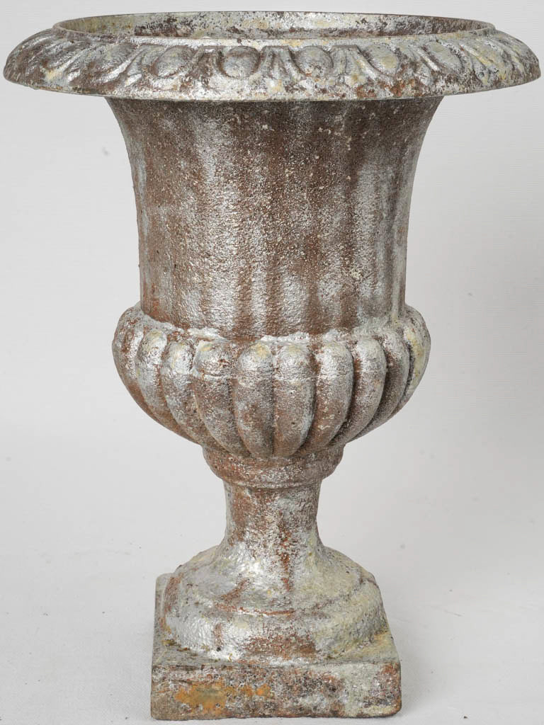 Small Early 20th-Century Cast Iron Medici Urn w/ Silver Patina - 13¾"