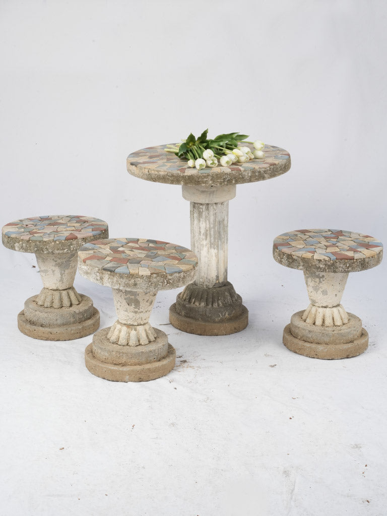 Vintage colorful mosaic garden table