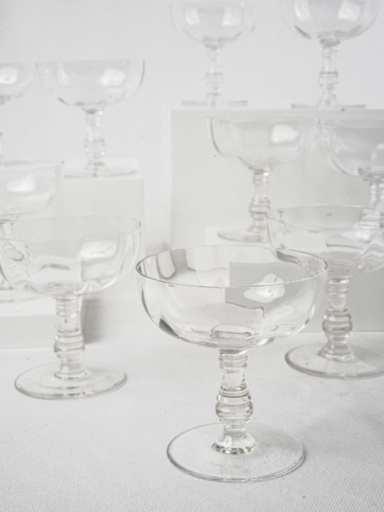 Elegant antique crystal champagne coupes