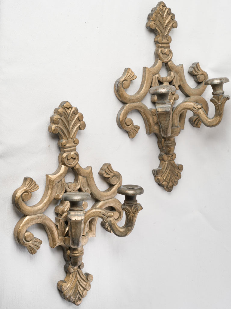 Elegant vintage gilded wood sconces  