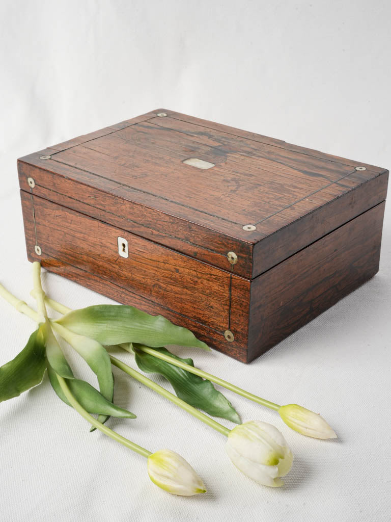 Antique English rosewood jewelry box