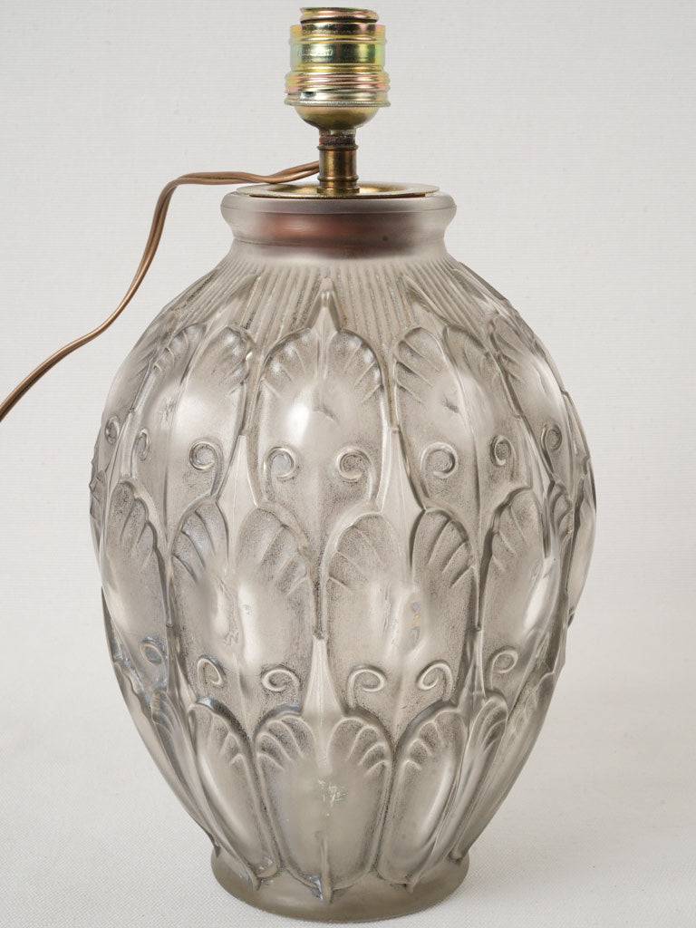 Art Deco Smoked Glass "Girofla" Vase Lamp - René Delvenne for Val Saint Lambert -12½"