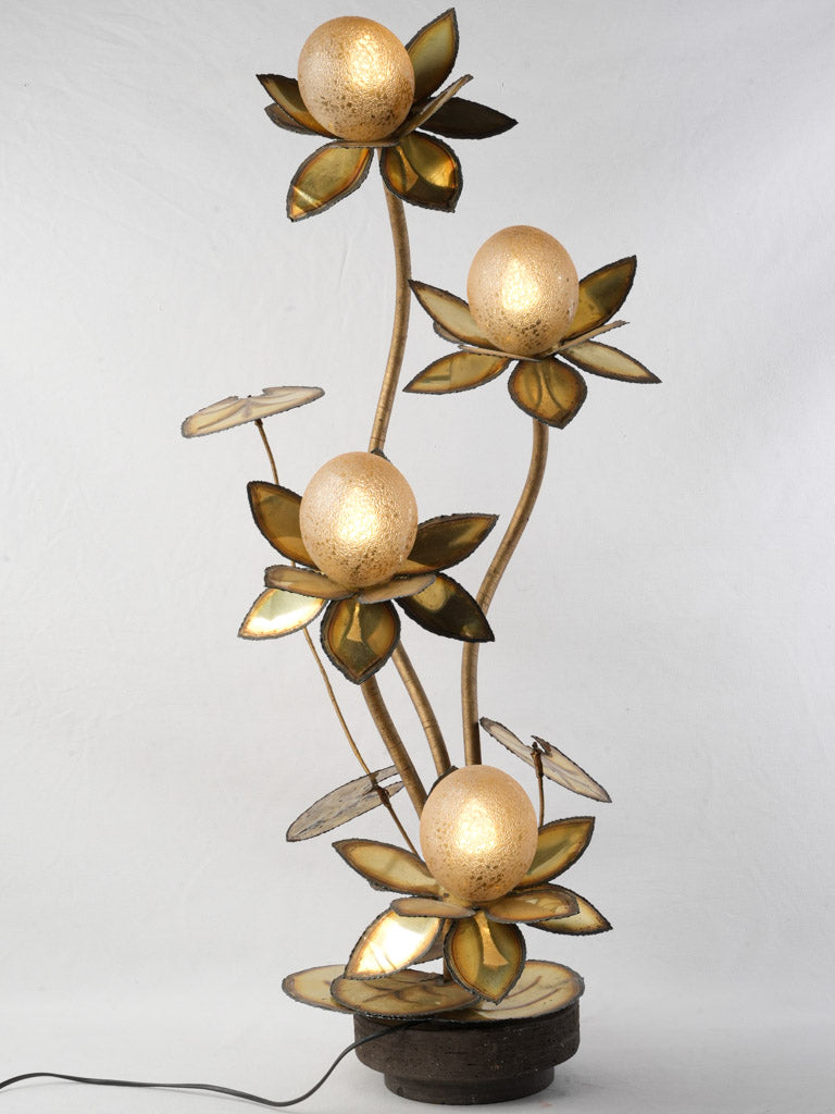 Vintage brass floral bouquet lamp