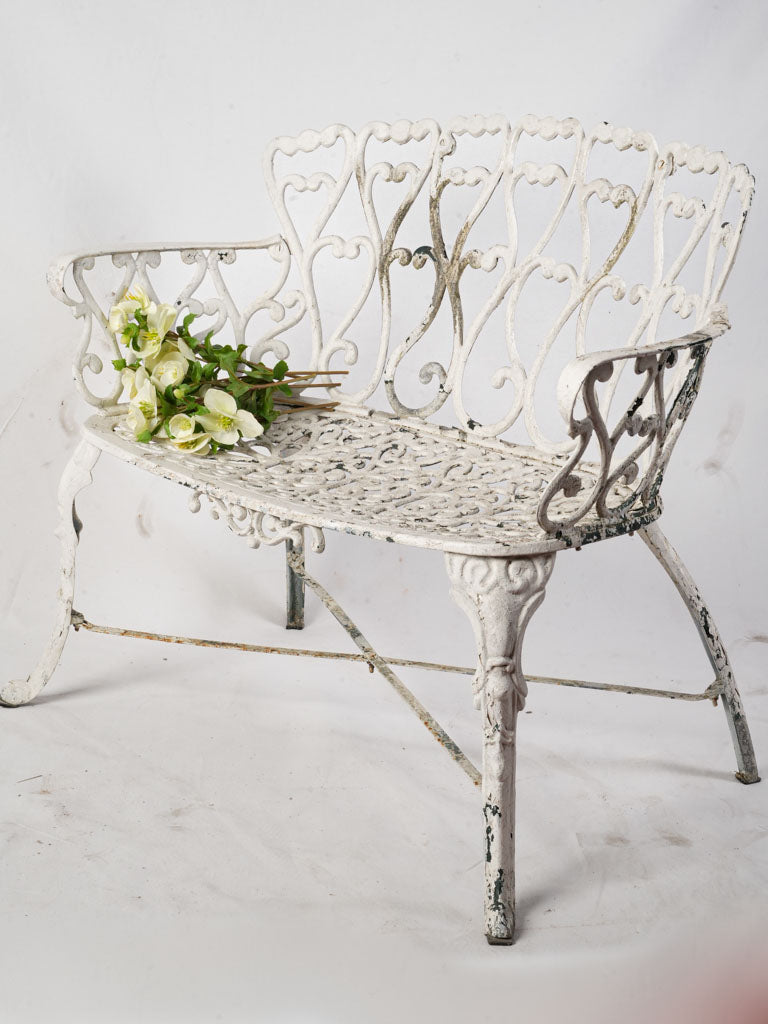 Vintage romantic aluminum garden bench  