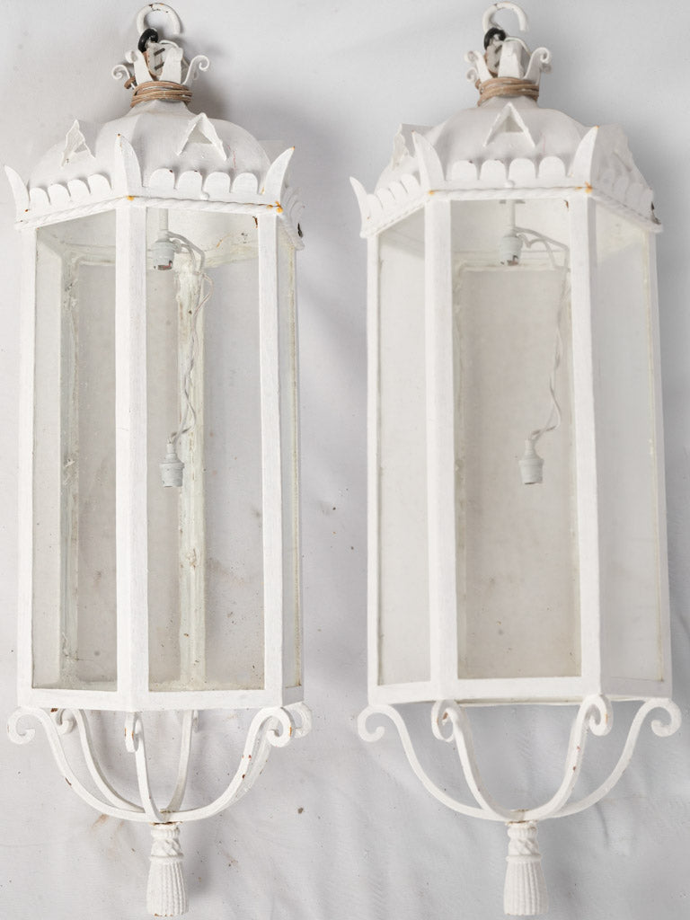 Vintage white metal lanterns