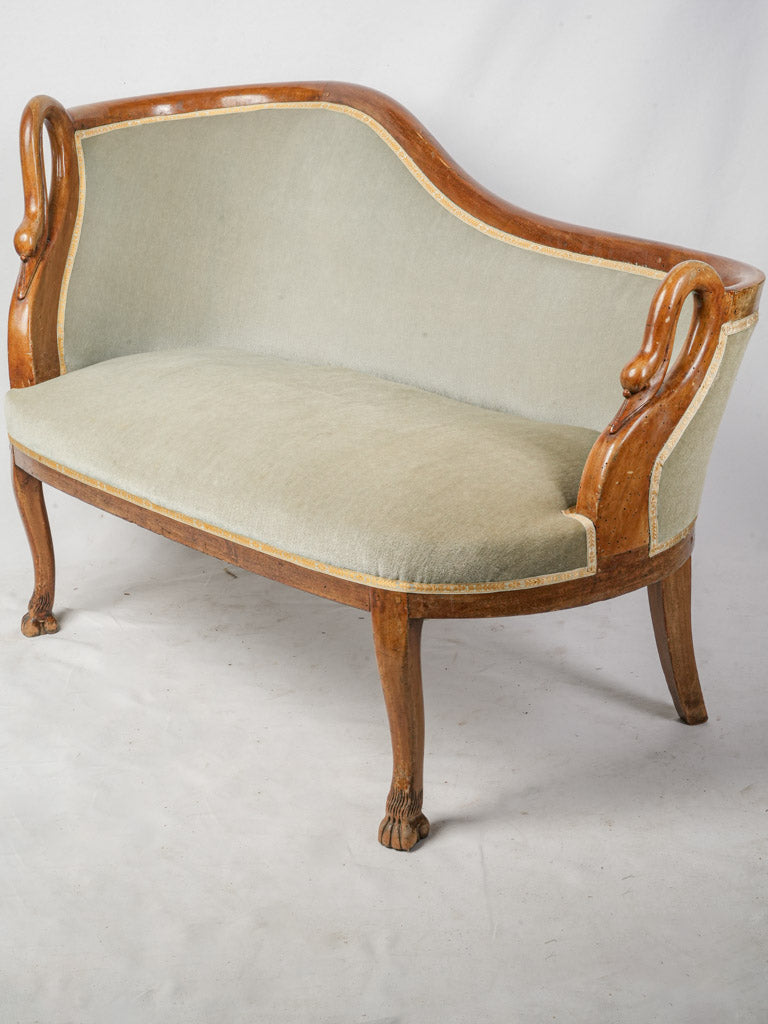 Elegant antique walnut French banquette  