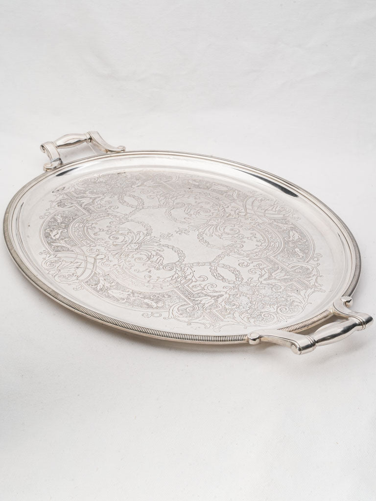 Intricate antique silverplate serving tray  
