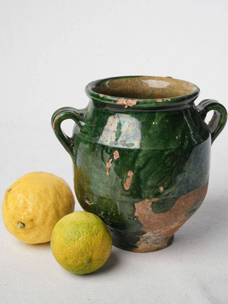 Antiqued French pottery confit pot  