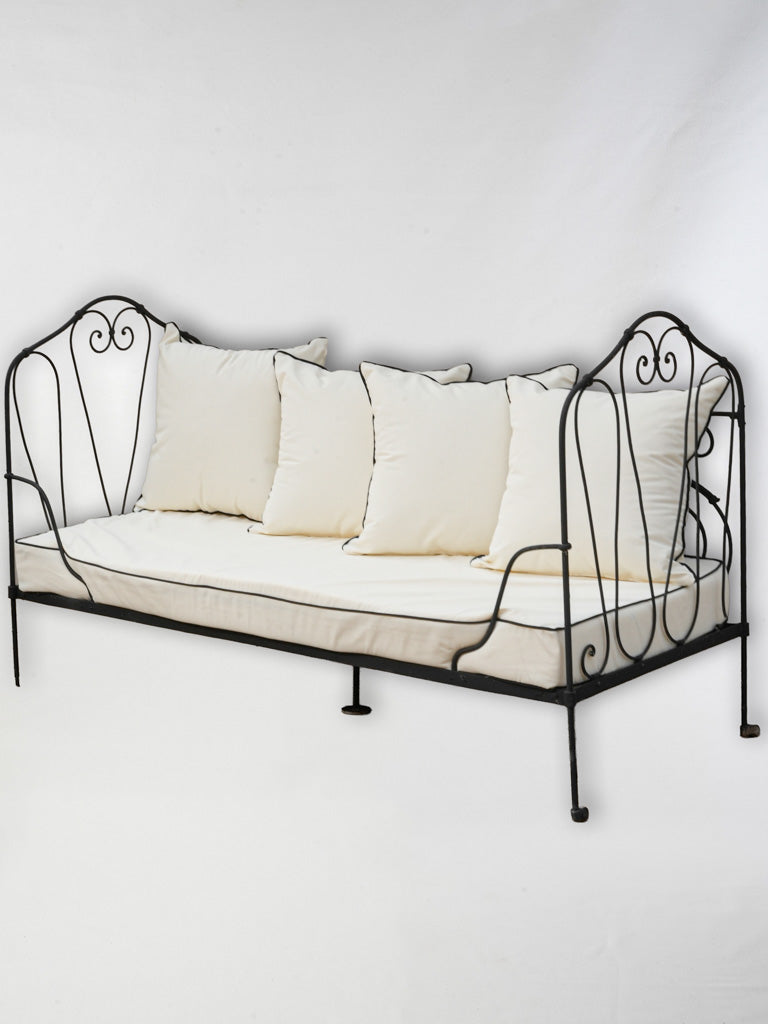Antique French iron daybed bench