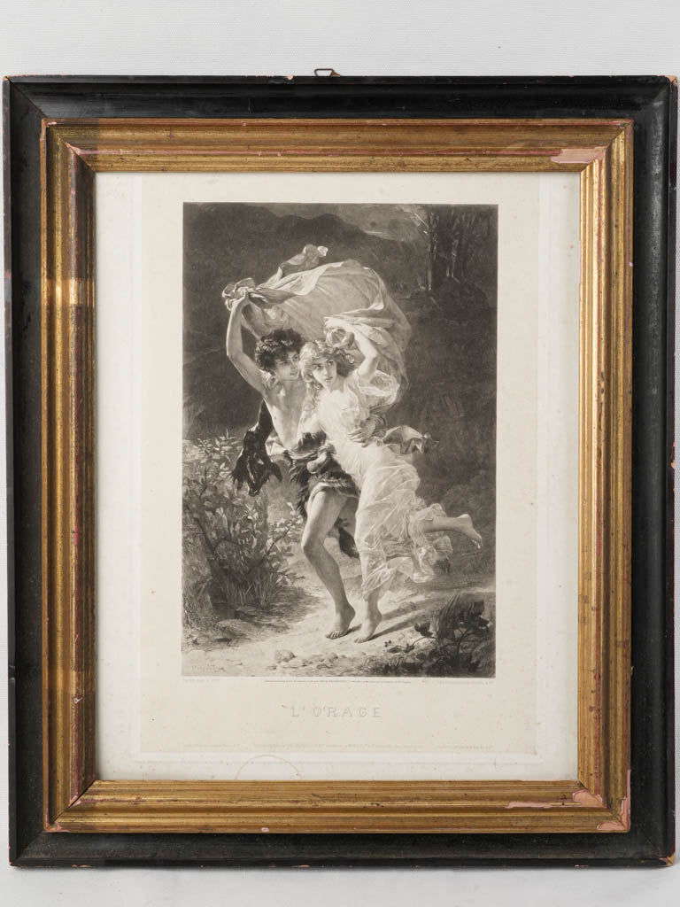 Vintage Romantic Framed Engraving  