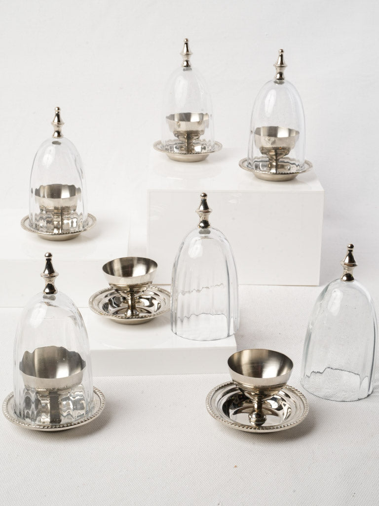Contemporary chrome egg cups set