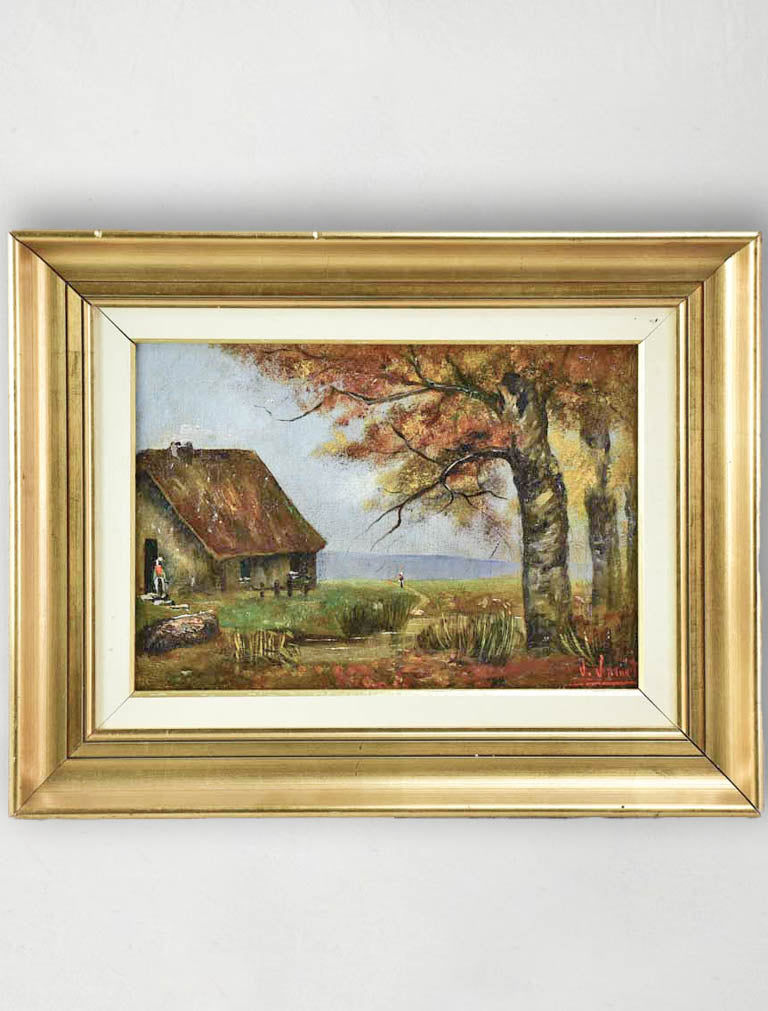 Late 19th Century country scene with farmhouse in Normandy - oil on canvas 16½" x 13"
