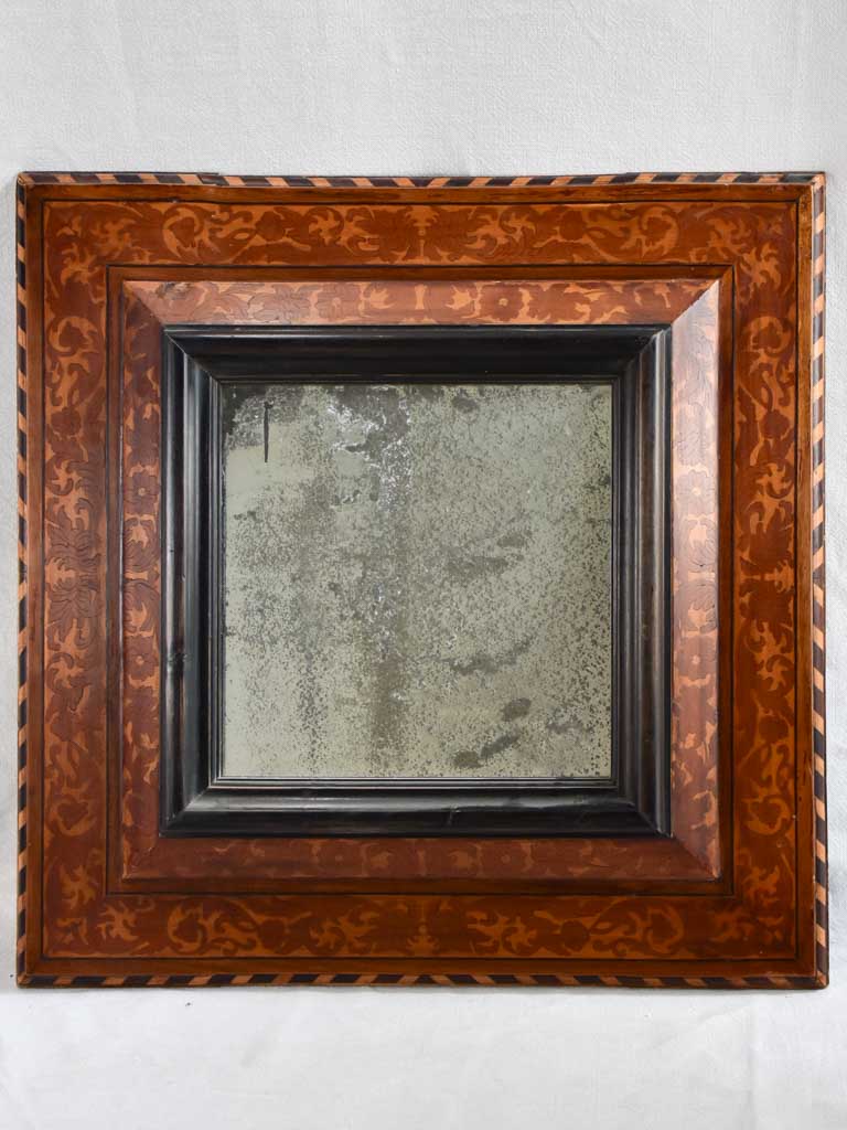 Antique square Languedoc marquetry mirror