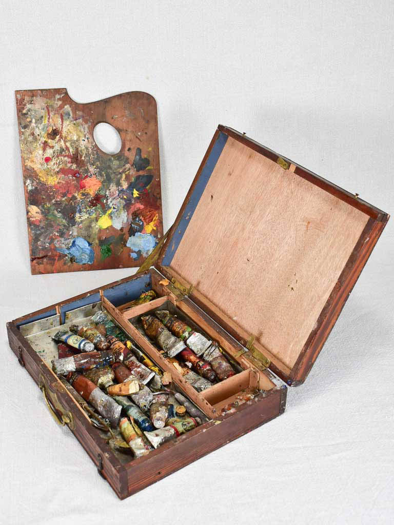 French painter's box with palette from the 1940s
